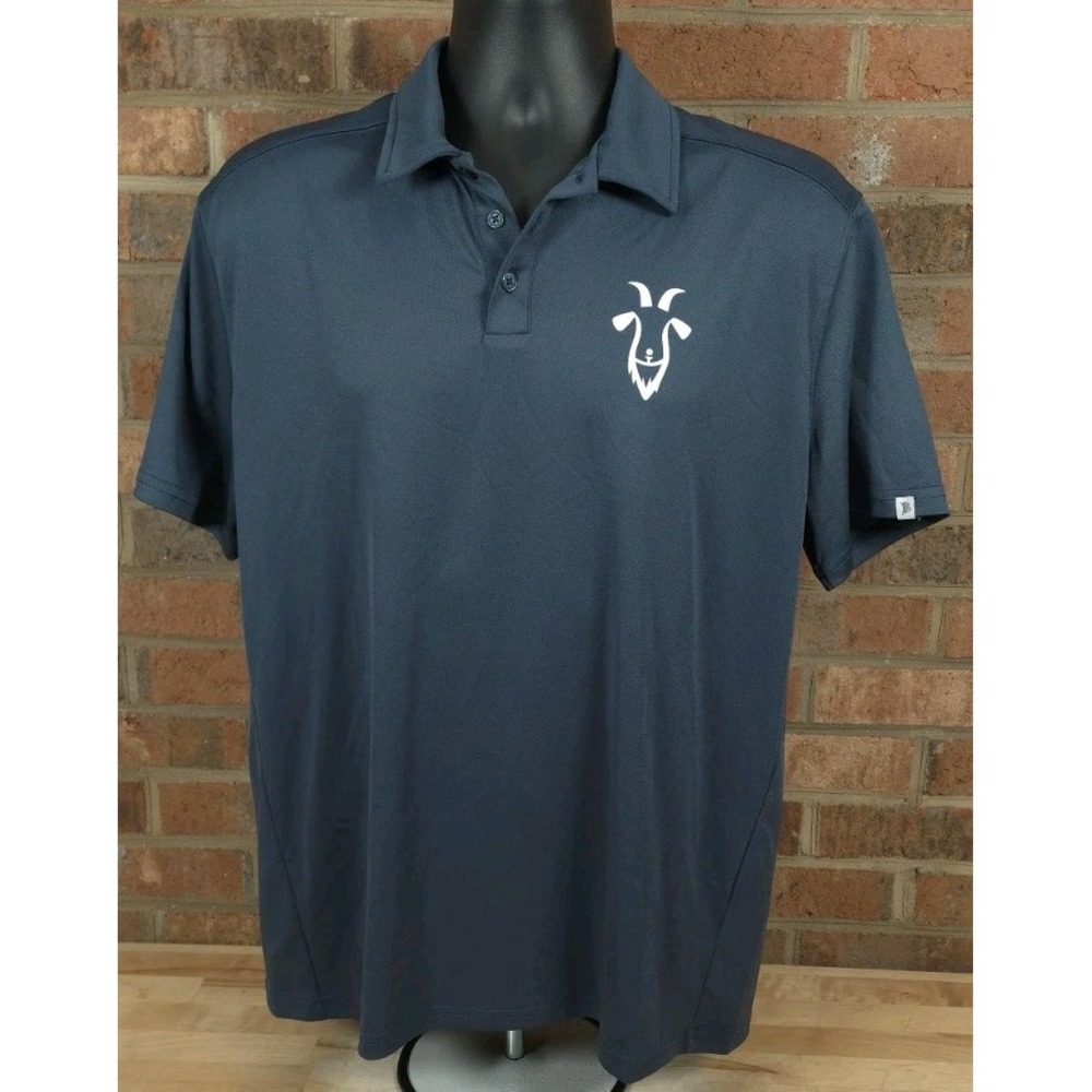 Branded Bills Mens Medium Blue Goat Logo Golf Polo Shirt HV3 Foundation